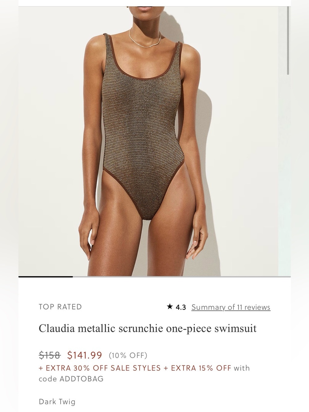 J. Crew Claudia metallic scrunchie one-piece swimsuit - Picture 6 of 6